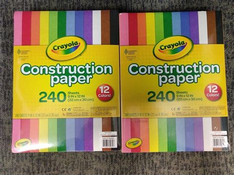 2 Pack Crayola Construction Paper 12 Colors 240 Sheets 9 X 12 E15a Ebay