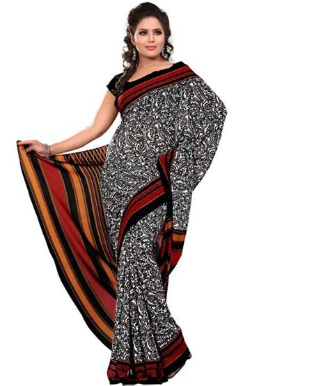 Saree Swarg Black Semi Chiffon Saree Buy Saree Swarg Black Semi