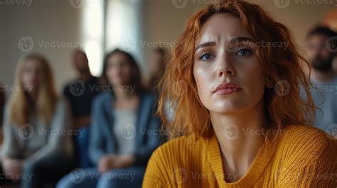 sad woman feeling anxious  lonely   crowd  people concept