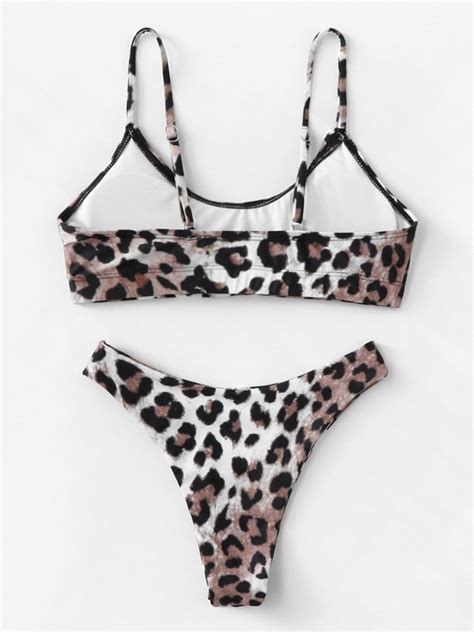 Leopard High Leg Bikini Swimsuit SHEIN USA