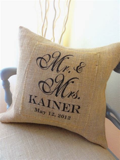 Mr And Mrs Burlap Pillow Cover Perfect Wedding Anniversary Or Shower T Bride And Groom