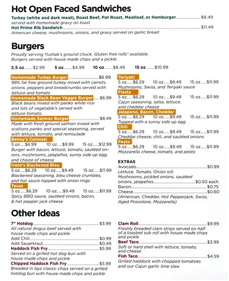 Burger Den Restaurant | Menu