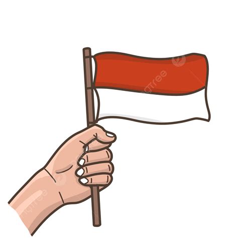 Mengepalkan Tangan Memegang Bendera Indonesia Bendera Merah Putih The