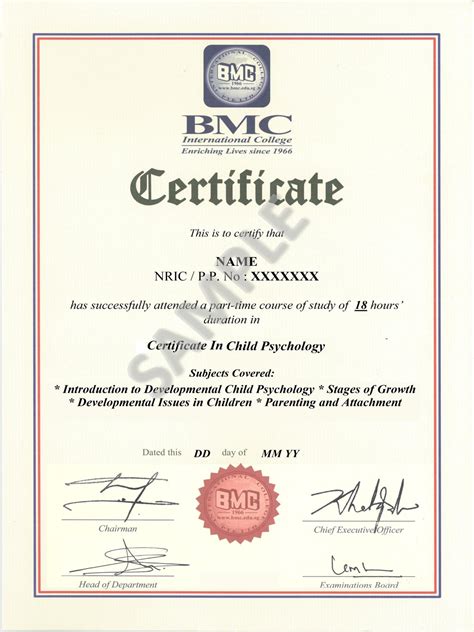 Certificate In Child Psychology - BMC