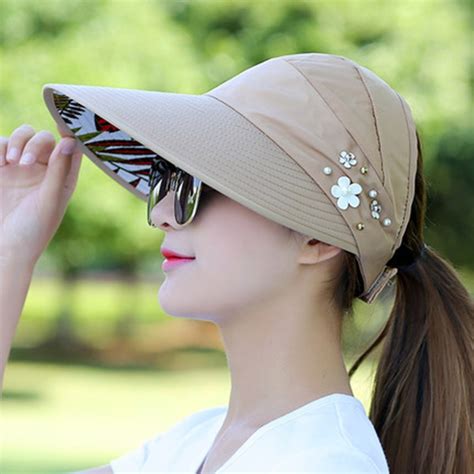 Fashion Sun Hats sun visor hat Sun Hats for women with big heads beach hat summer UV protection ...