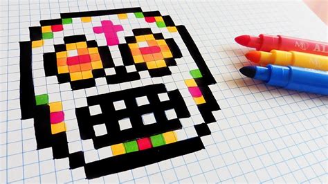 Halloween Pixel Art How To Draw Sugar Skull Pixelart Dibujos En 86436 ...