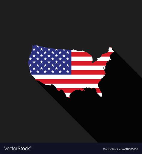 USA America flag map flat design icon Royalty Free Vector