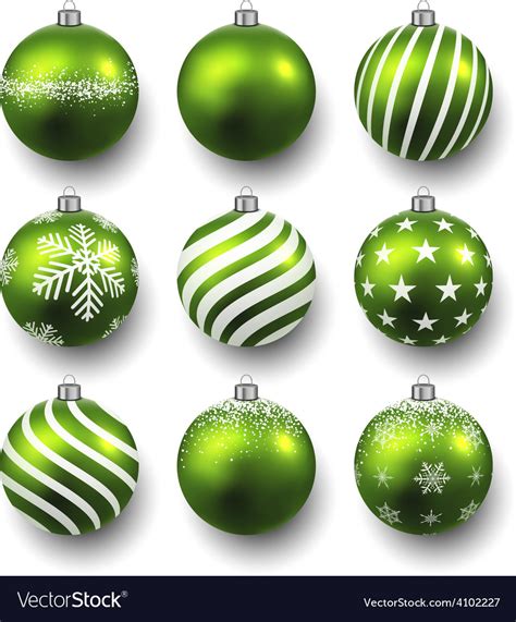 Set Of Realistic Green Christmas Balls Royalty Free Vector