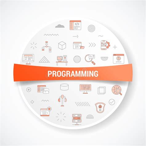 Programming Concept With Icon Concept With Round Or Circle Shape For