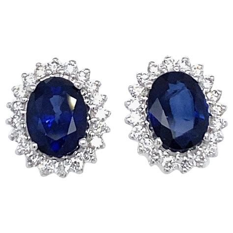 Vintage Sapphire Diamond Gold Cluster Stud Earrings At 1stdibs