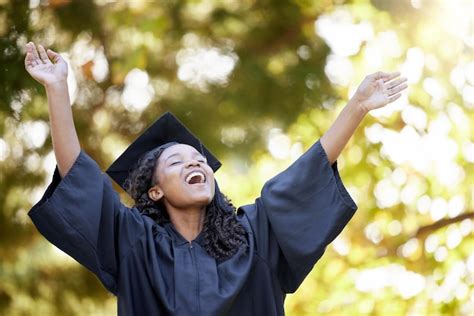 Premium Photo Black Woman Graduate Outdoor And Excited For