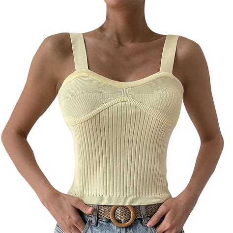 Vbarhmqrt Tank Tops For Women 2024 Built In Bra Crop Womens Simple