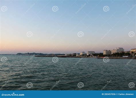 Sunset Serenade: Capturing Golem Beach and the Adriatic Sea in Durres, Albania Stock Photo ...