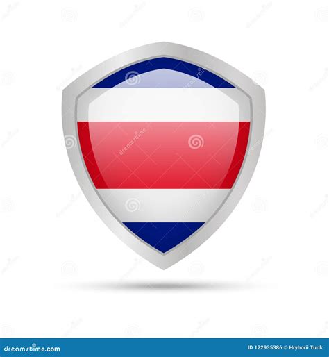 Shield With Costa Rica Flag On White Background Stock Vector