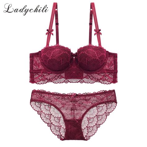 Ladychili Abcd Cup Sexy Women Bra Set Ultra Thin Lace Embroidery Push Up Bra Panty Set Underwear