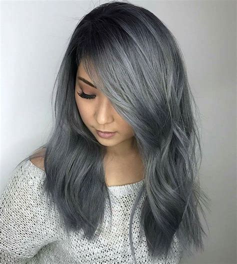 Behind The Gorgeous Slate Grey Stunning Colour Grey Hair Color Charcoal Hair Long