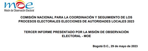 Tercer informe Comisión Nacional para la coordinación y seguimiento de