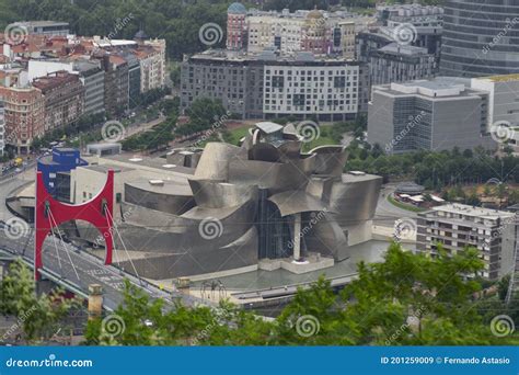 Aerial Views Of The Guggenheim Museum Bilbao And The Salve De Bilbao