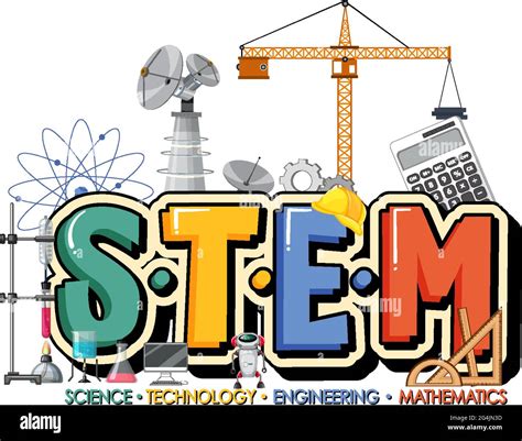 Stem Education Logo With Icon Ornament Elements On White Background