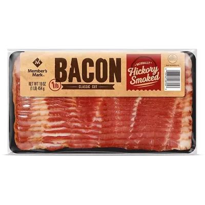 Member S Mark Naturally Hickory Smoked Bacon 1 Lb 3 Pk Sam S Club