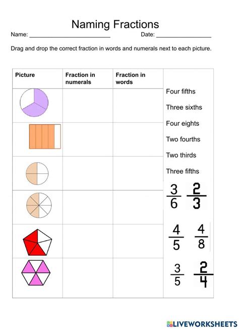 Naming Fractions Live Worksheets Worksheets Library