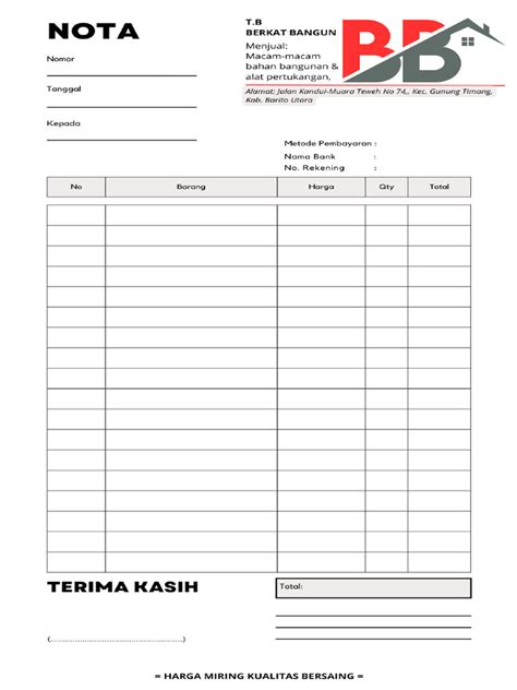 Conoth Nota Toko Bangunan Dan Toko Listrik Pdf