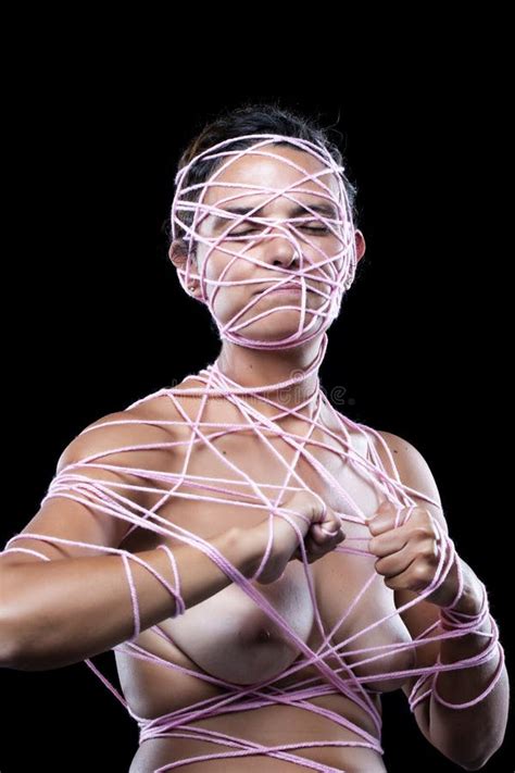 Beautiful Nude Woman Tangled In Pink String Stock Photo Image Of Medical Restrained