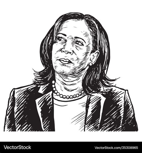 Kamala Harris Drawing Caricature Cartoon Vector Image