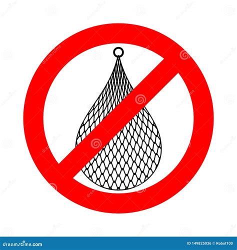 Stop Fishnet Ban Fishing Red Prohibition Road Sign Stock Vector