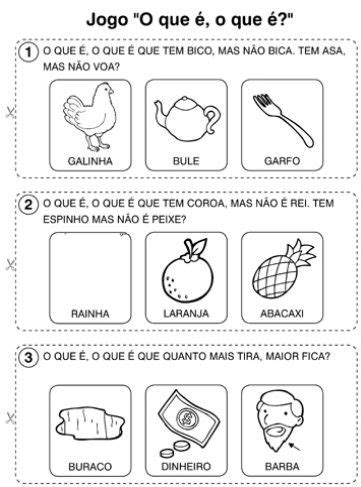 Atividade O Que É O Que É - Jogo "O que é, o que é?" | Oficina de jogos, Atividades, Atividades ...