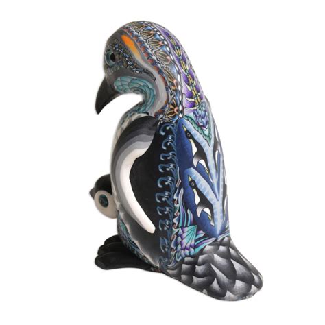 Handcrafted Polymer Clay Penguin Sculpture 3 Inch - Penguin Mother | NOVICA