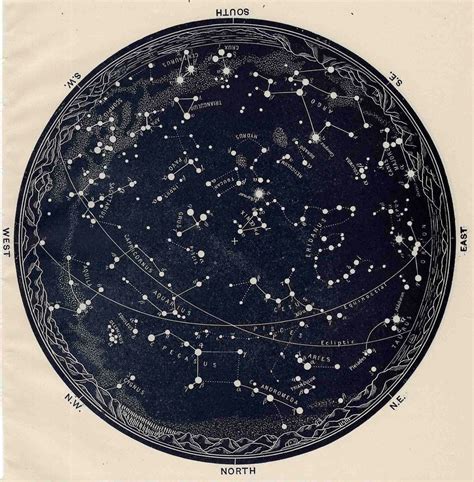 1963 Constellations Star Map Original Vintage Celestial Print