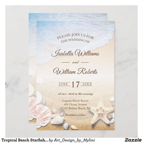 Tropical Beach Starfish Wedding Party Invitation Zazzle Wedding