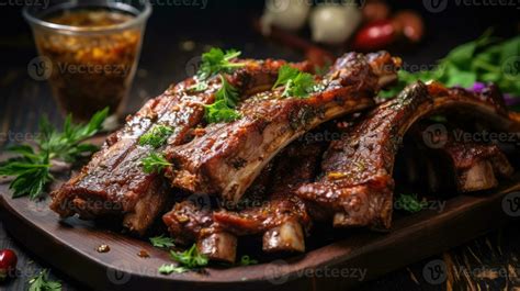 Succulent And Tender Lamb Ribs Marinated In A Savory Blend Of Spices Ai Generated 28345877