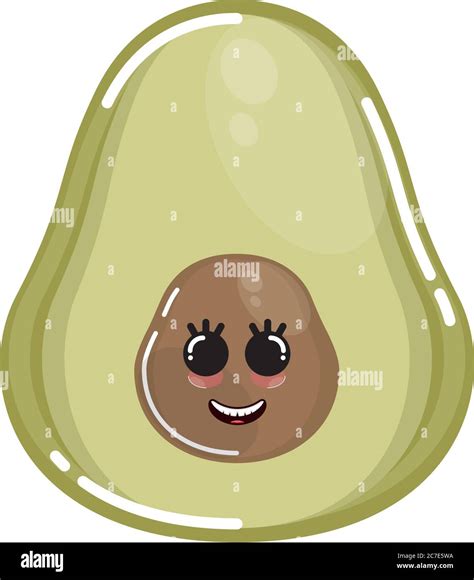 Icono De Dibujos Animados De Un Aguacate Feliz Vector Imagen Vector