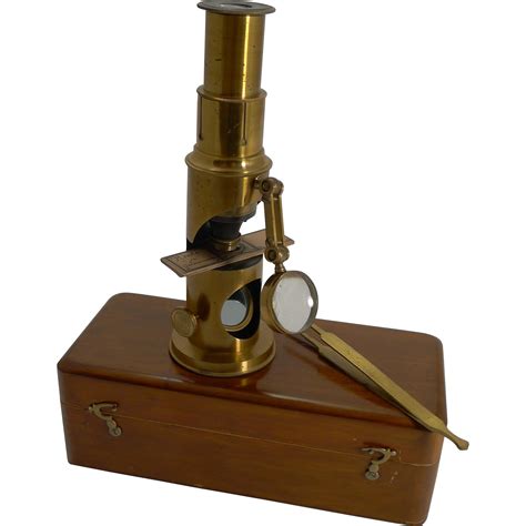 Small Antique French Brass Microscope With Condenser C 1890 French