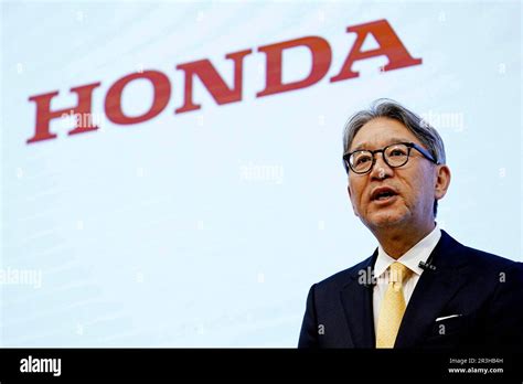 Toshihiro Mibe President Of Honda Motor Co Speaks During A Press