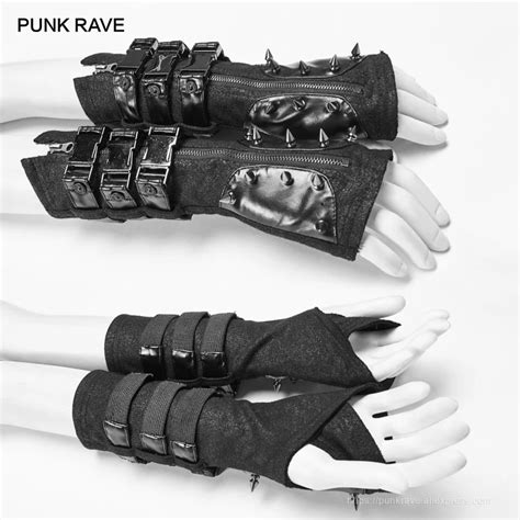 Halloween Black Fingerless Punk Gloves Ragged Cosplay Costume Beggar