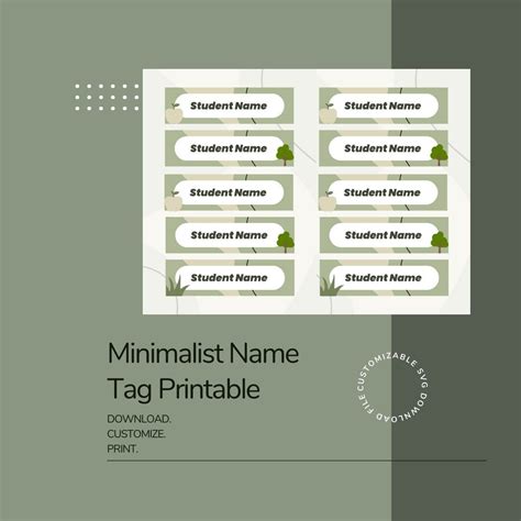 Minimalist Name Tag Printable for Students - Etsy