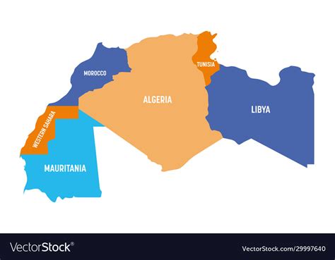 Map Maghreb Countries Northwest Africa States Vector Image