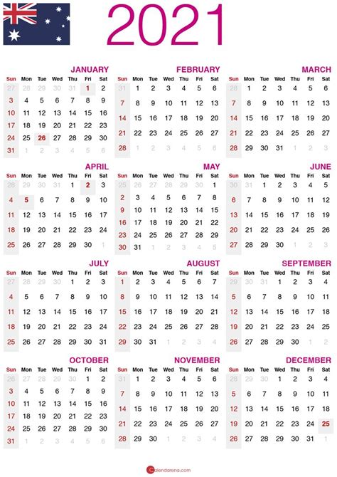 2021 Calendar With Public Holidays Free Printable Calendar Calendar