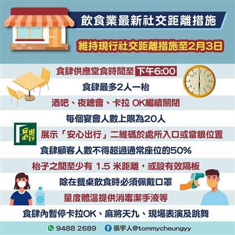 政府延續《預防及控制疾病條例》下的社交距離措施 至2月3日 香港餐務管理協會