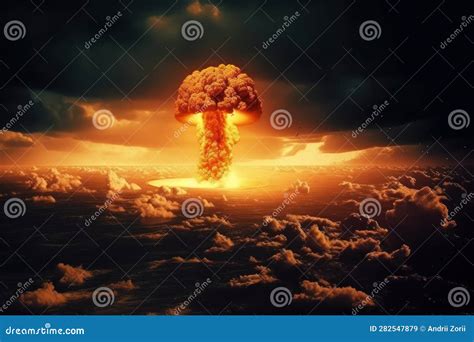 Nuclear Bomb Explosion with Huge Mushroom Cloud. Nuclear War ...