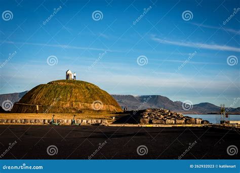 Thufa Round Grassy Hill on the Ocean Coast in Grandi, Reykjavik, Iceland. Editorial Stock Photo ...