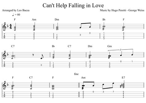 Can T Help Falling In Love Arr Leo Baeza By Elvis Presley Sheet