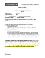 E Enthalpy Worksheet Sp Answers Docx Experiment Enthalpy Of