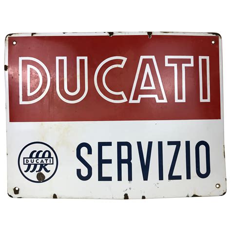 1950s Italian Vintage Rectangular Metal Enamel Ducati Bikes Advertising