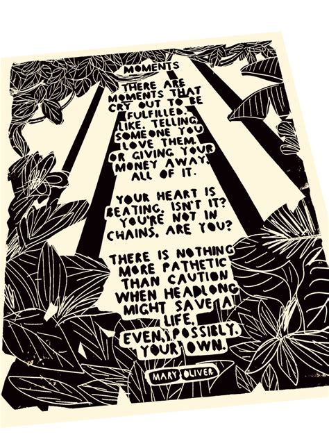 Mary Oliver Moments Poetry Lino Style Art Print Wall Art T Idea