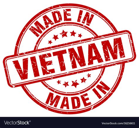 Made In Vietnam Red Grunge Round Stamp Royalty Free Vector