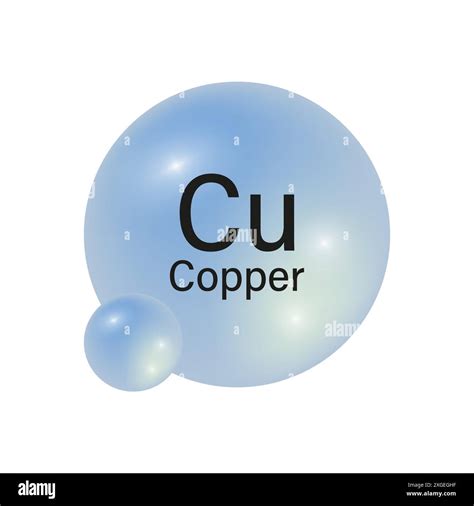 Copper Element Symbol Cu Chemical Element Blue Glossy Spheres